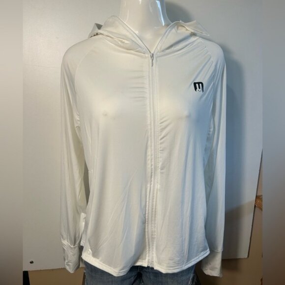 WOMEN RASH GUARD SUN PROTECTION JACKET SUN SHADE HOODIE ZIPPER - Picture 6 of 9